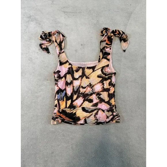 Free People Avenue Ruched Bow Strap Tank Top Small - Picture 7 of 10